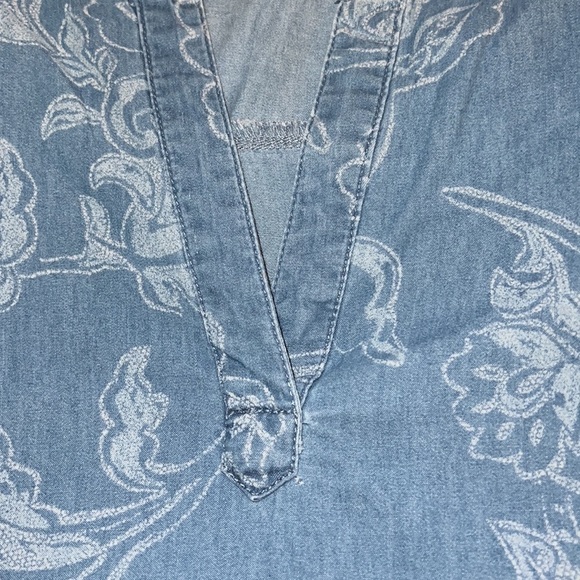Chico’s 100% cotton denim print tunic blouse Sz L / 12 - Picture 8 of 9